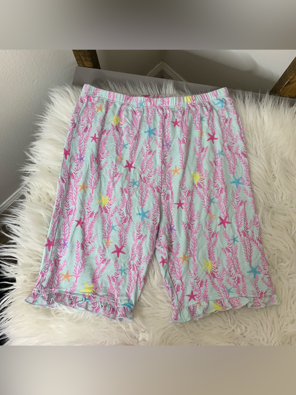 Posh Peanut Starfish Beach Ruffle Stretch Shorts Size 10/12